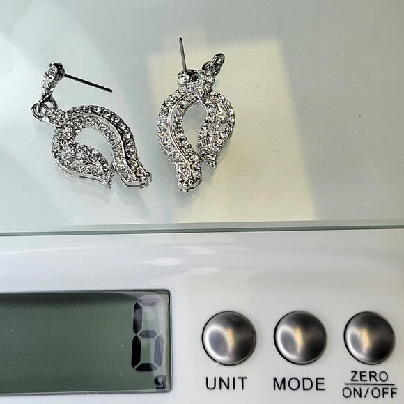 Clear Rhinestone Question Mark Earrings - Picture 6 of 6